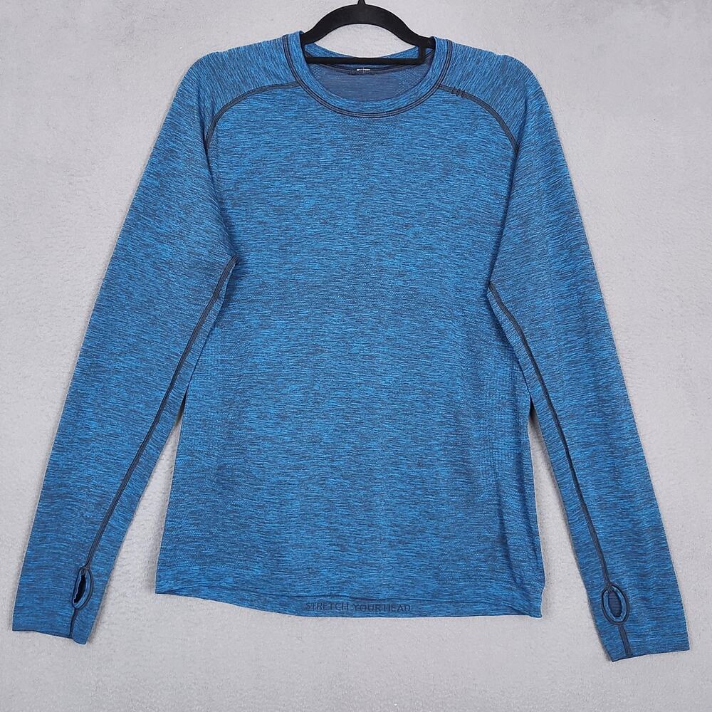 Lululemon Metal Vent Shirt Mens Medium Blue Seamless Long Sleeve Thumbholes Tee